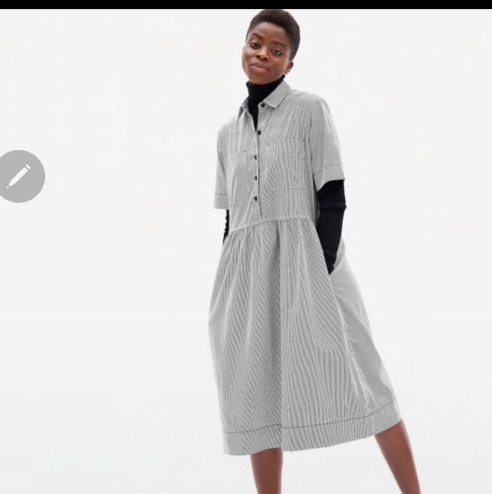 EVERLANE  THE PARKLET SHIRTDRESS BUTTON UP COLLAR RELAXED FIT MIDI DRESS Size 12